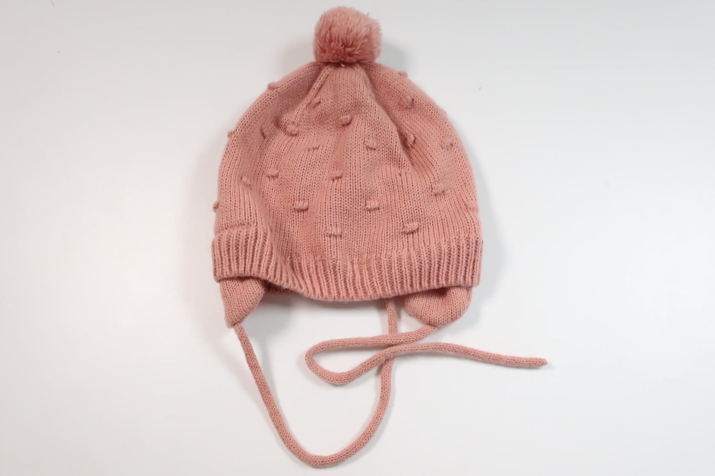 Strikket hue med kvast fra H&M - Størrelse 86/92 - Lyserød