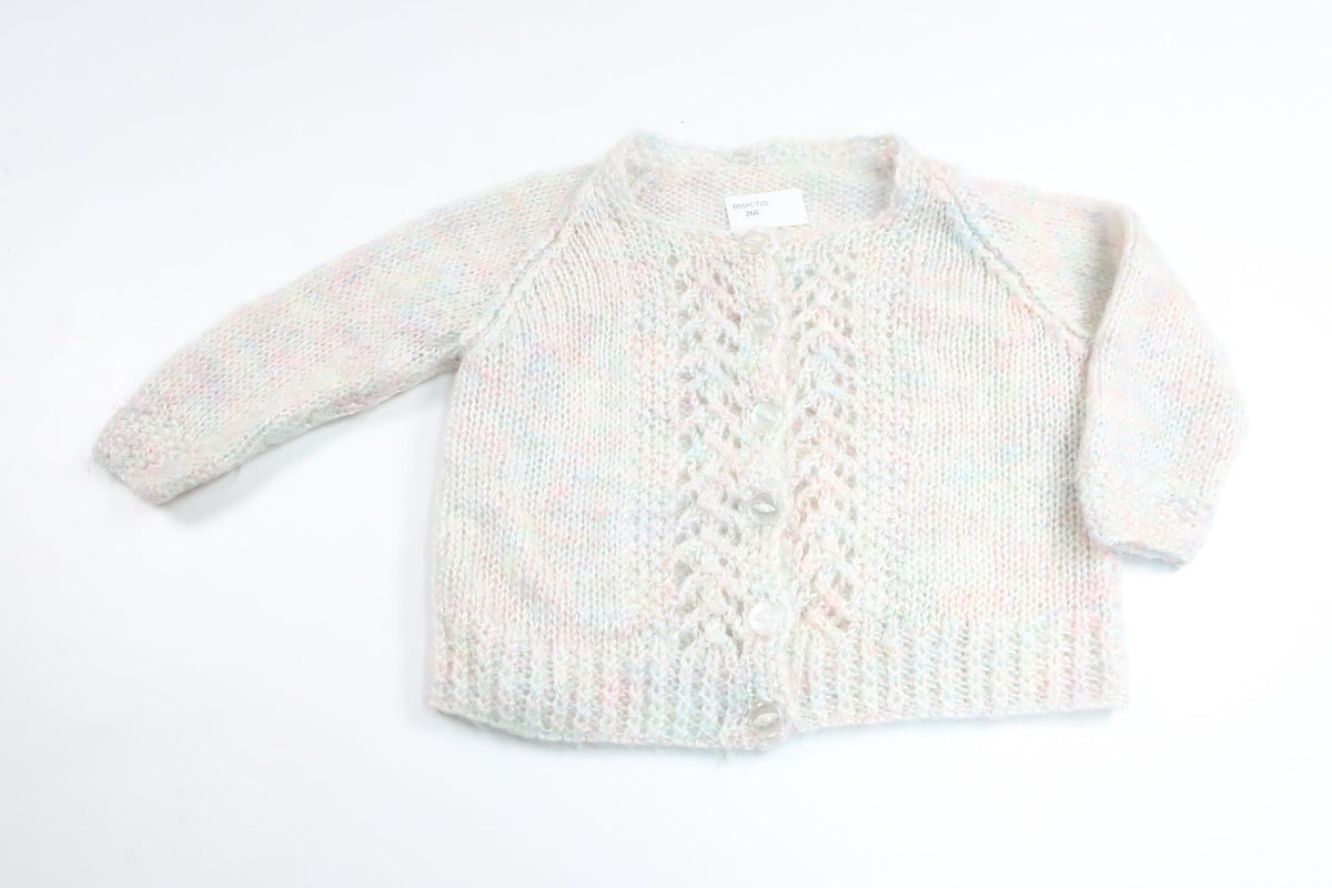 Hjemmestrikket cardigan fra Hemstickat - Størrelse 74/80 - Multifarvet