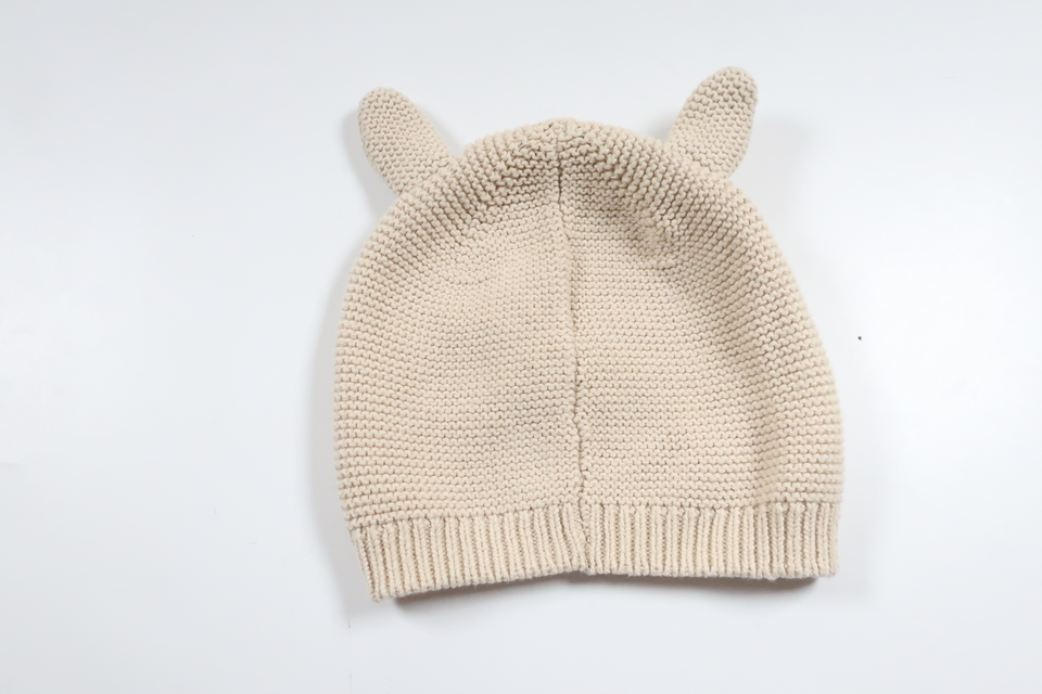 Strikket hue med ører fra H&M - Størrelse 86/92 - Beige