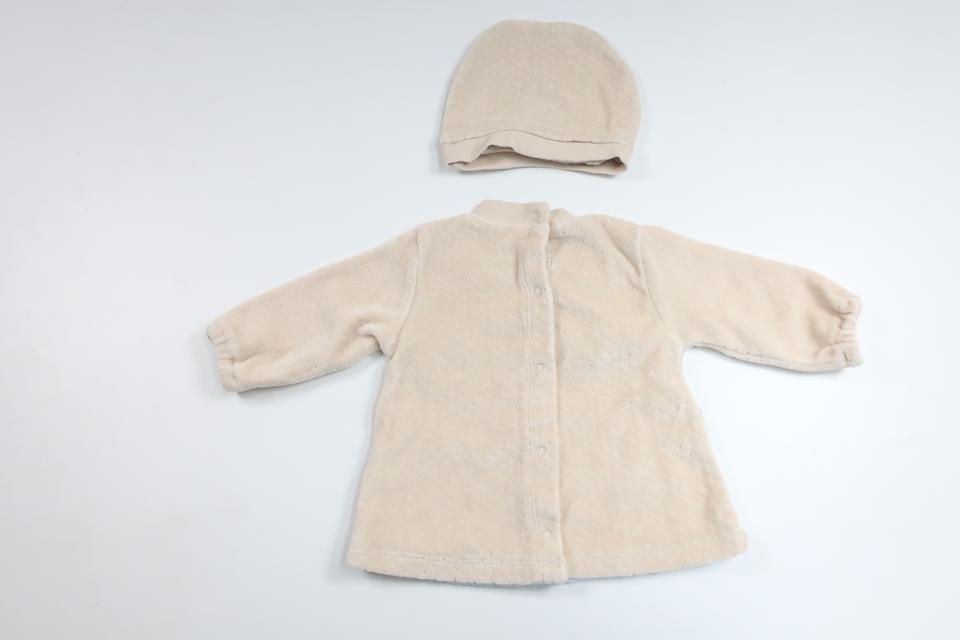 Tunika med matchende fleecehue fra Unknown - Størrelse 50/56 - Beige