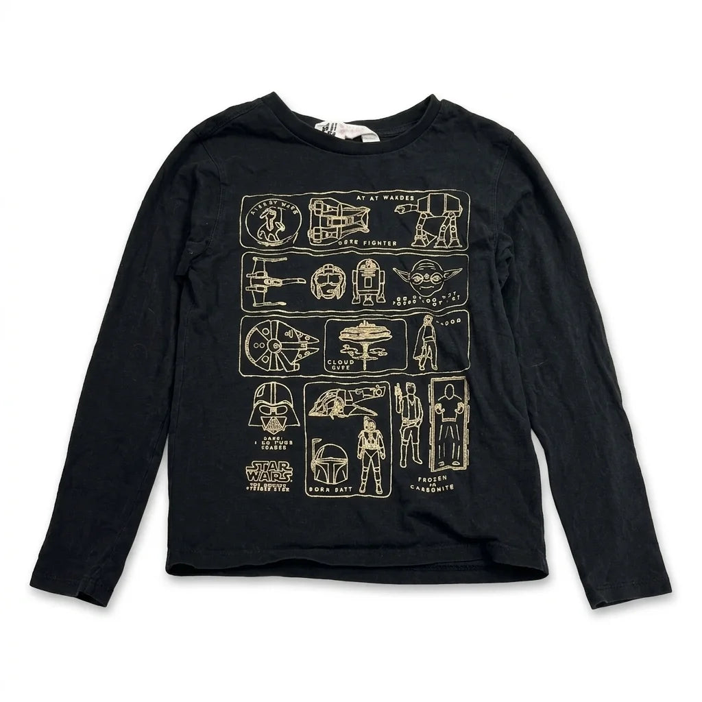 Mönstrad tröja från H&M - Storlek 122/128 - Svart