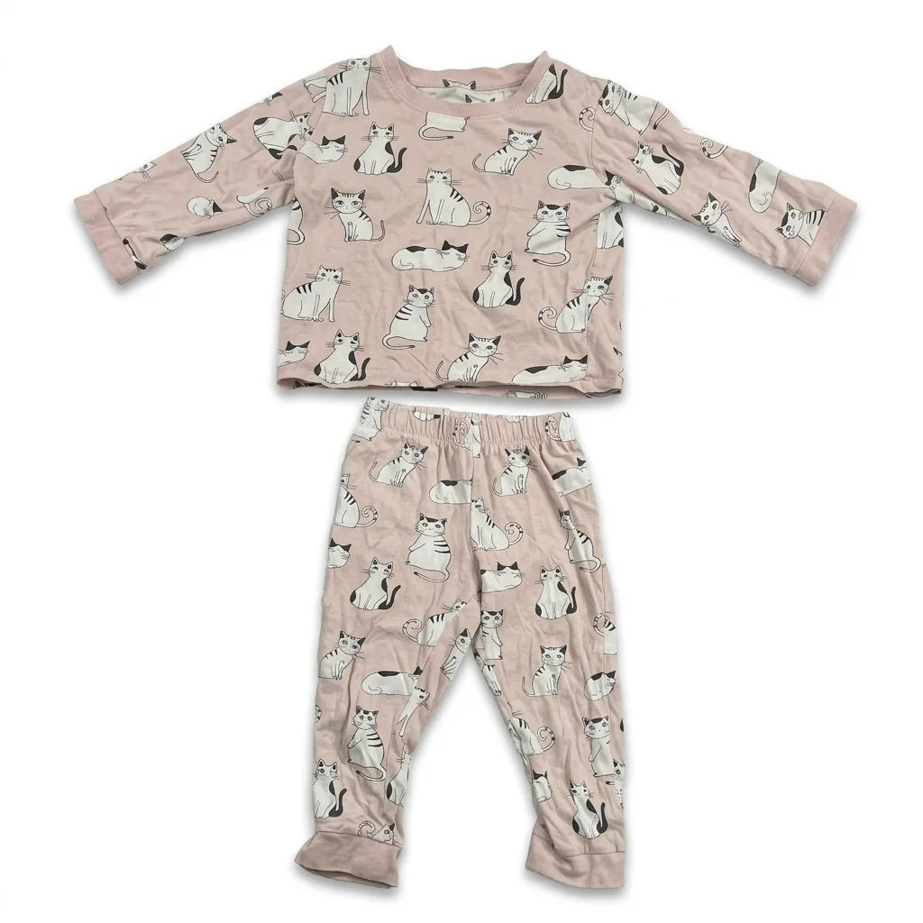 Djurmönstrad pyjamas - Storlek 86/92 - Rosa