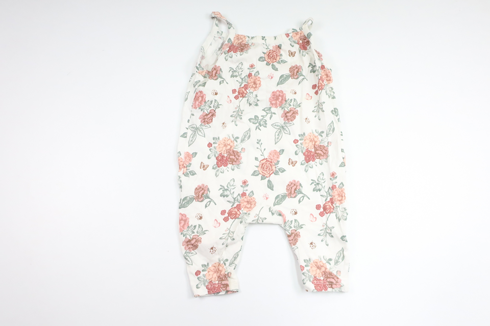 Blomsterjumpsuit fra H&M - Størrelse 68 - Hvid