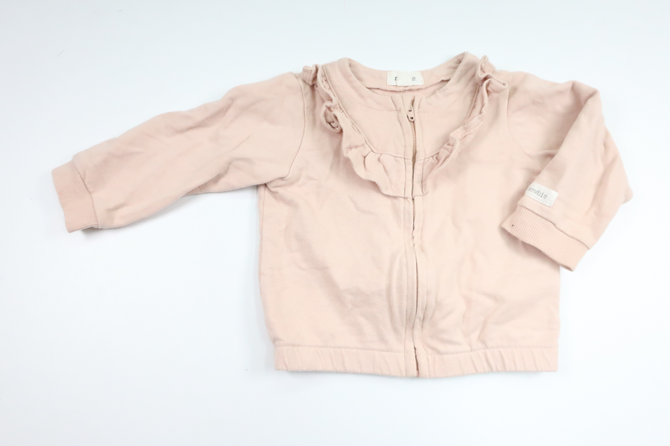 Cardigan med flæser fra Newbie - Størrelse 74 - Lyserød