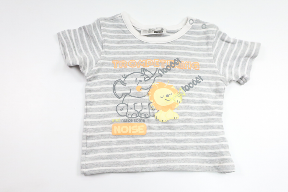 Stribet t-shirt fra Ergee - Størrelse 68 - Grå