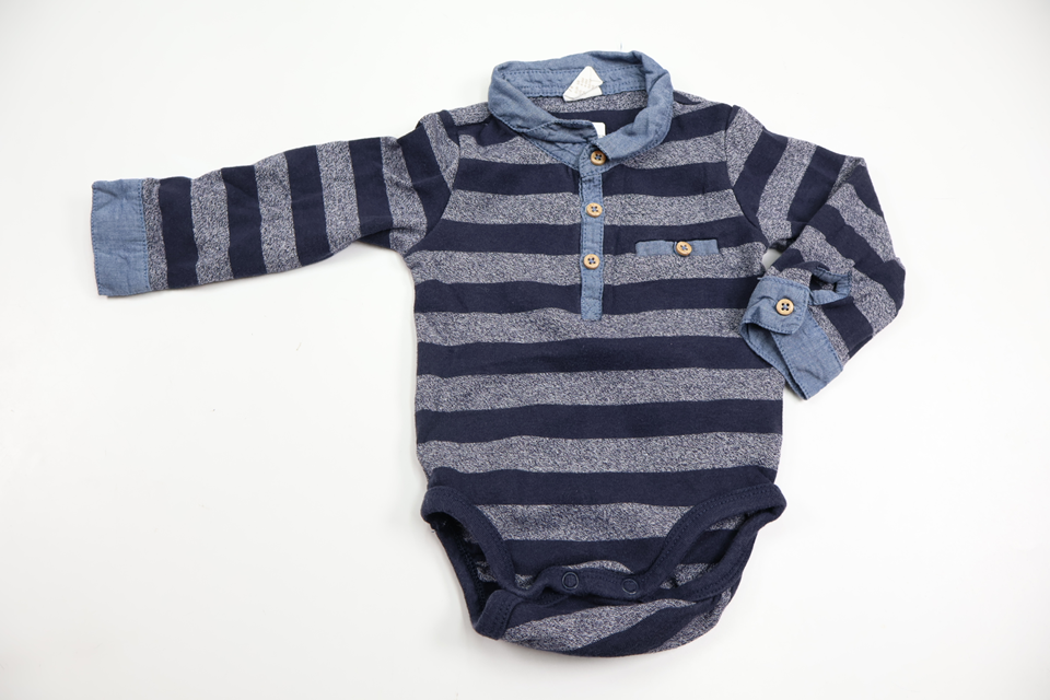 Randig body från H&M - Storlek 68 - Marinblå