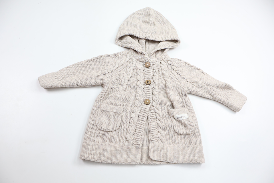 Strikket munkjakke fra Newbie - Størrelse 62 - Beige