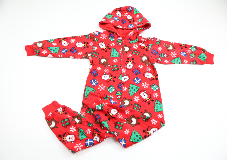 Jumpsuit i fleece med julmotiv från The Children's Place - Storlek 104 - Röd