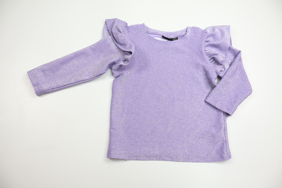 Glittrig tröja med volang från My Wear Young - Storlek 86/92 - Lila
