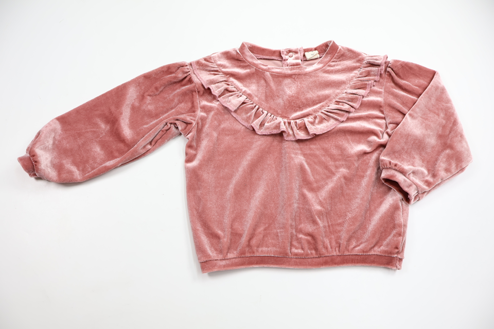 Tröja i velour med volang från Uniq Baby - Storlek 86 - Rosa