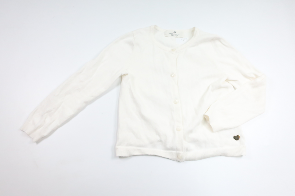 Strikket cardigan fra H&M - Størrelse 110/116 - Hvid