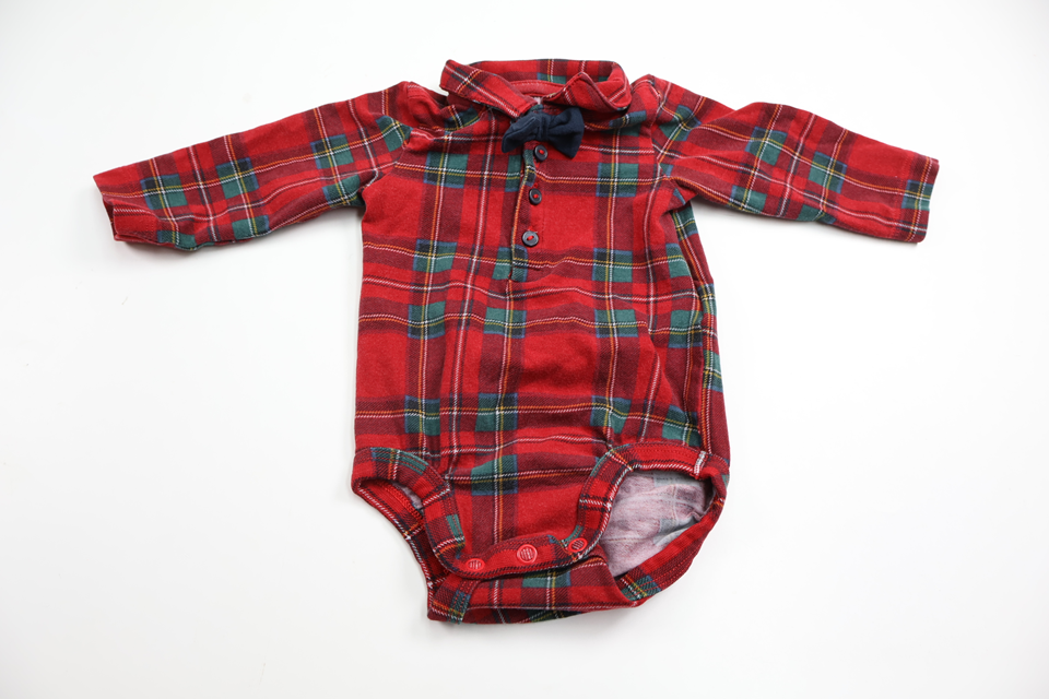 Rutig body med fluga från H&M - Storlek 56 - Röd