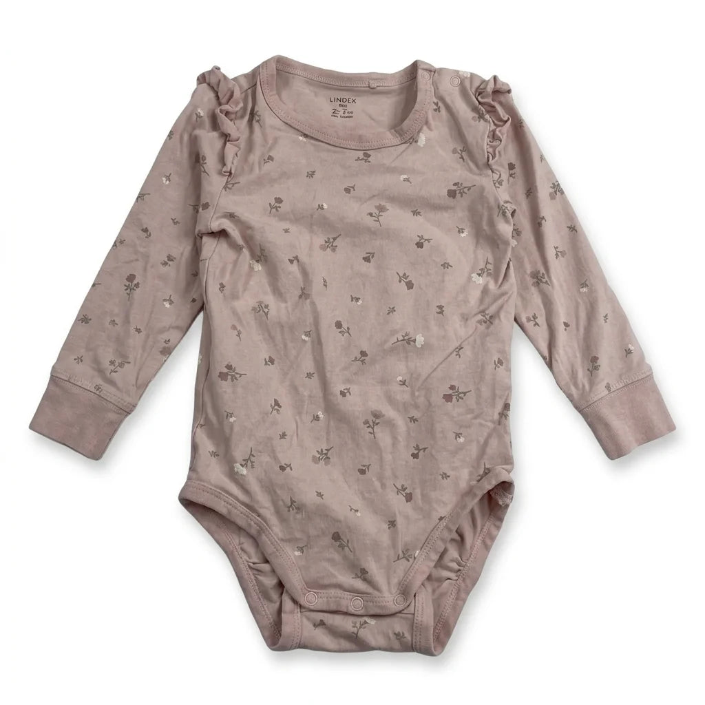 Blommig body från Lindex - Storlek 74 - Rosa