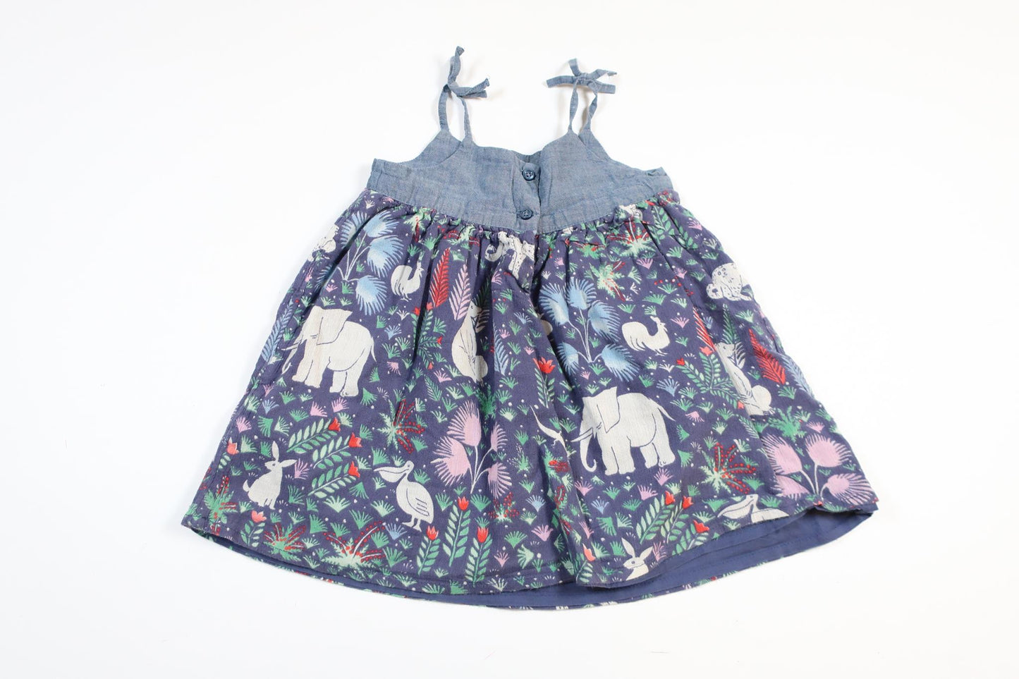 Blå kjole med skovmotiv fra Baby GAP i størrelse 80