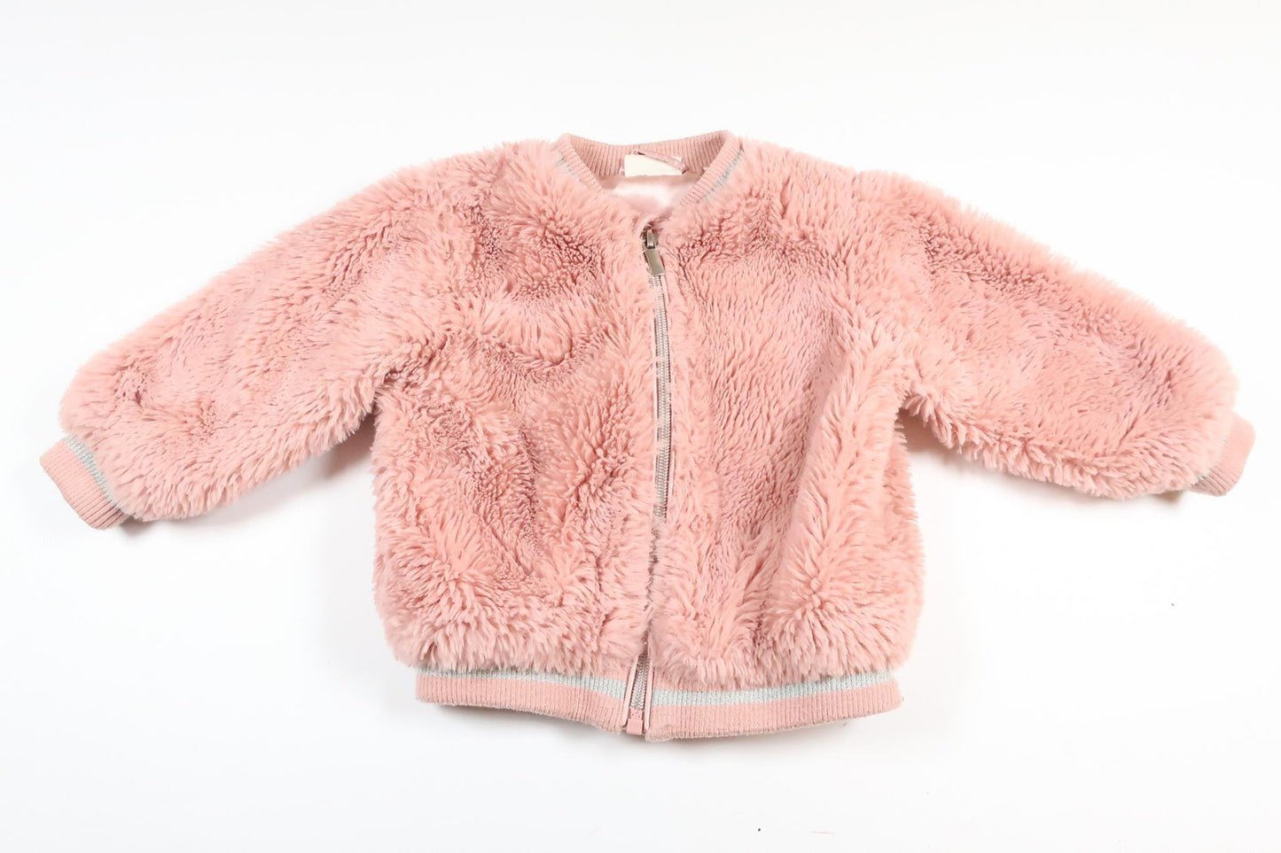 Lyserød jakke i kunstpels fra Kappahl i størrelse 74