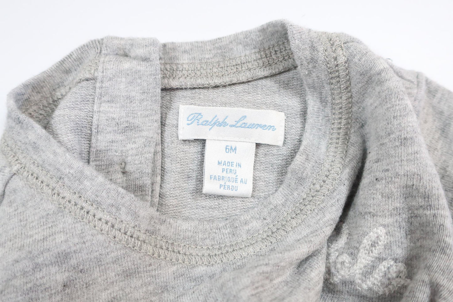 Grå langærmet kjole fra Ralph Lauren i størrelse 6M