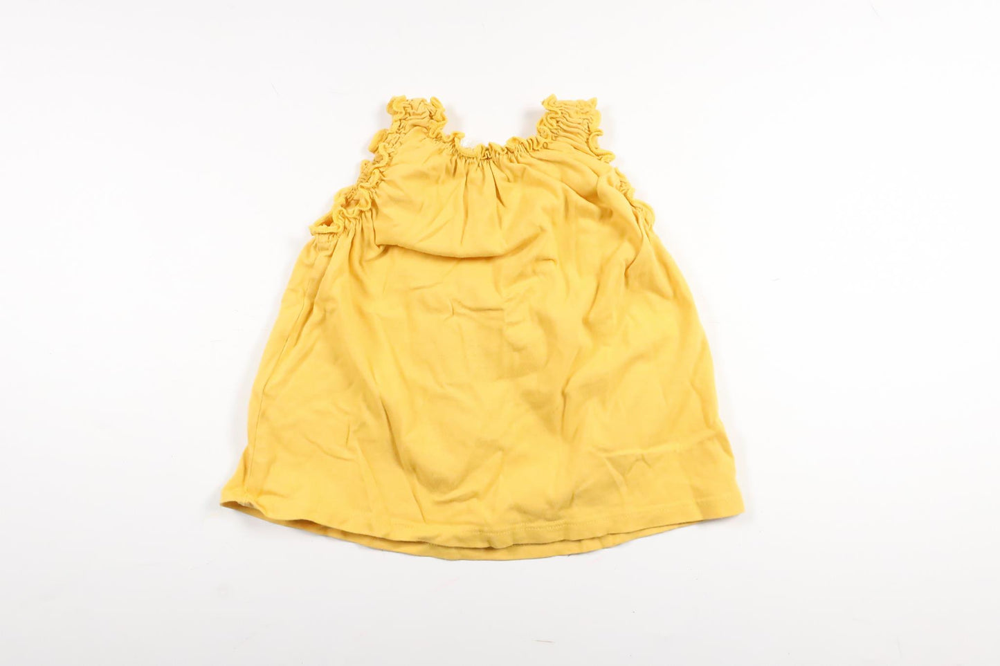 Gul kortærmet kjole med katte og tekst fra H&M i størrelse 62/68