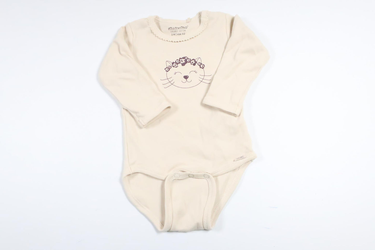 Beige langærmet bodysuit fra Minymo i størrelse 62