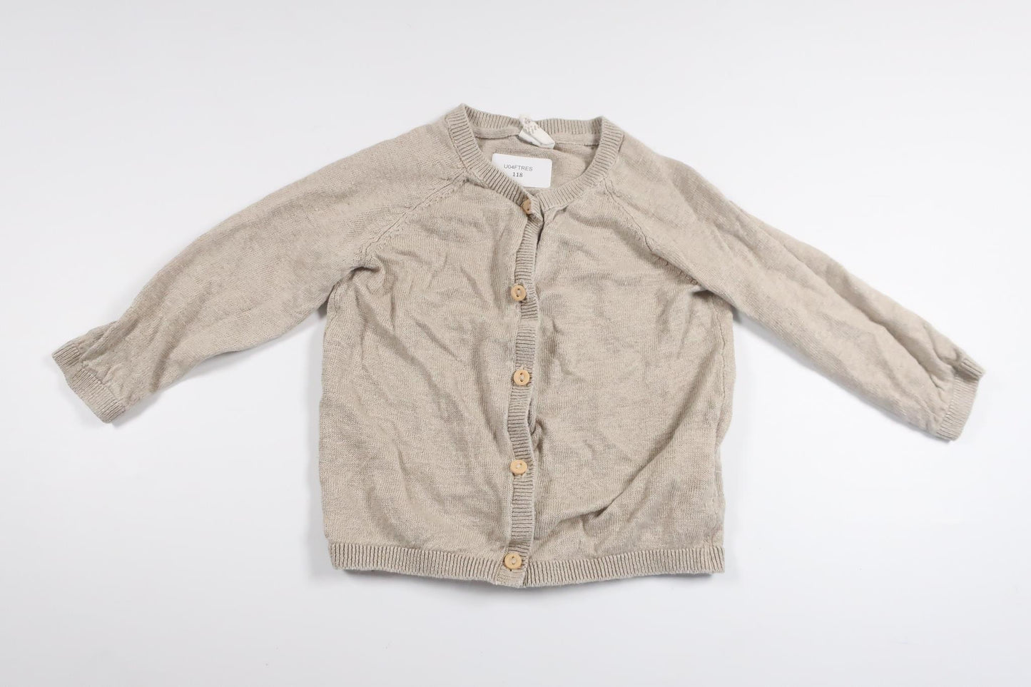Strikket cardigan i 100% hør fra H&M - Størrelse 74 - Beige