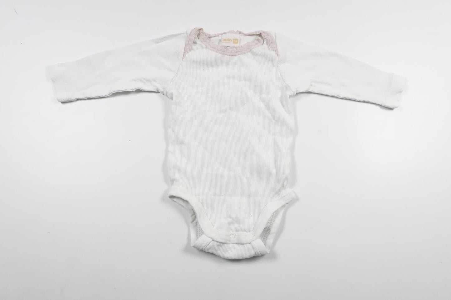 Ribbet bodysuit fra Lindex - Størrelse 56 - Hvid