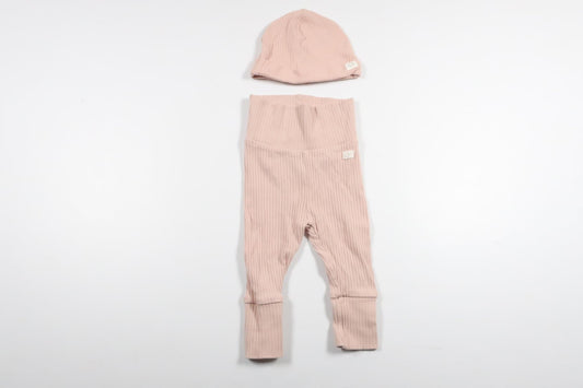 Ribbede bukser med matchende hue fra H&M - Størrelse 62 - Pink