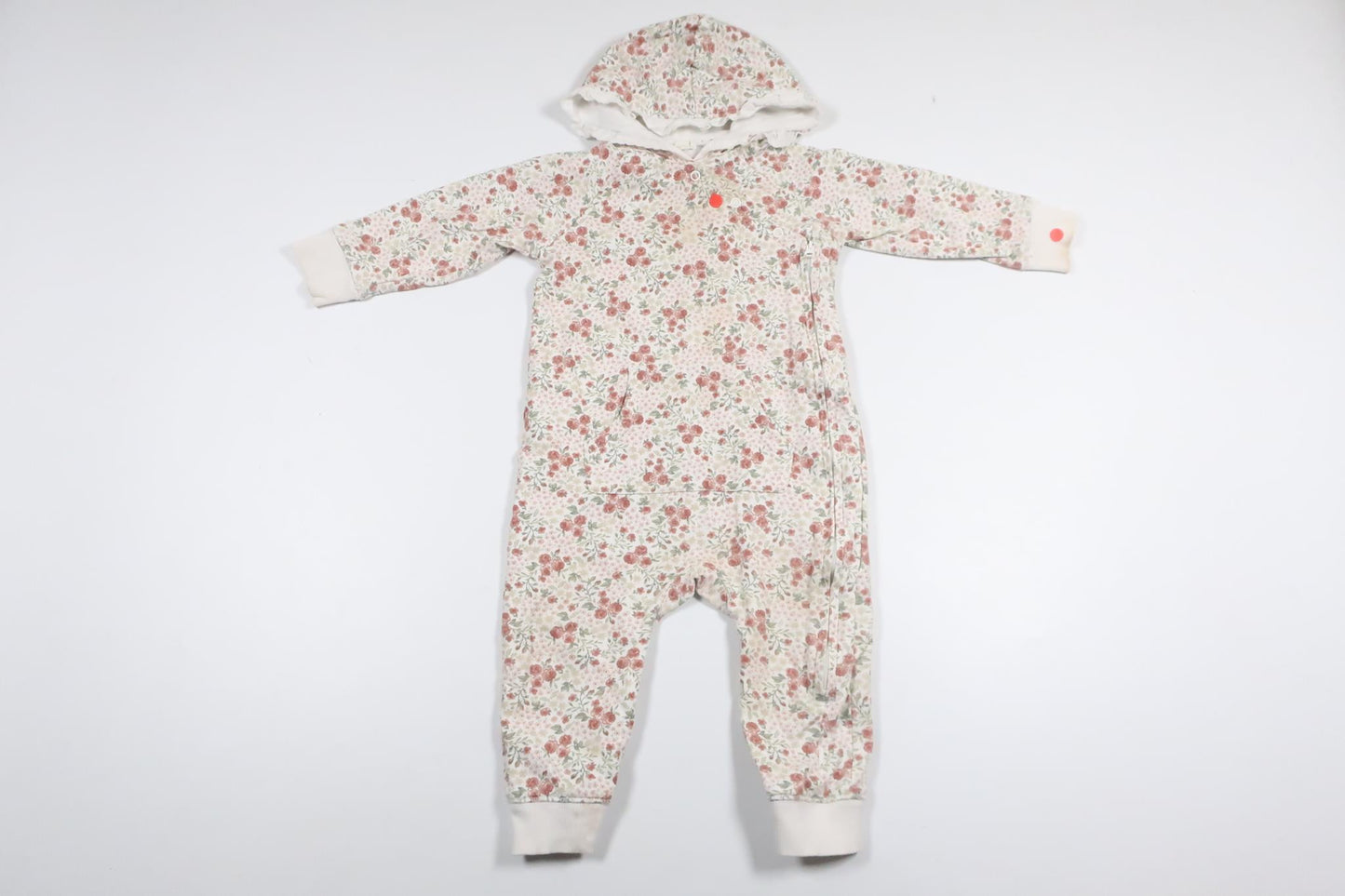 Blomsterjumpsuit fra Newbie - Størrelse 80 - Hvid