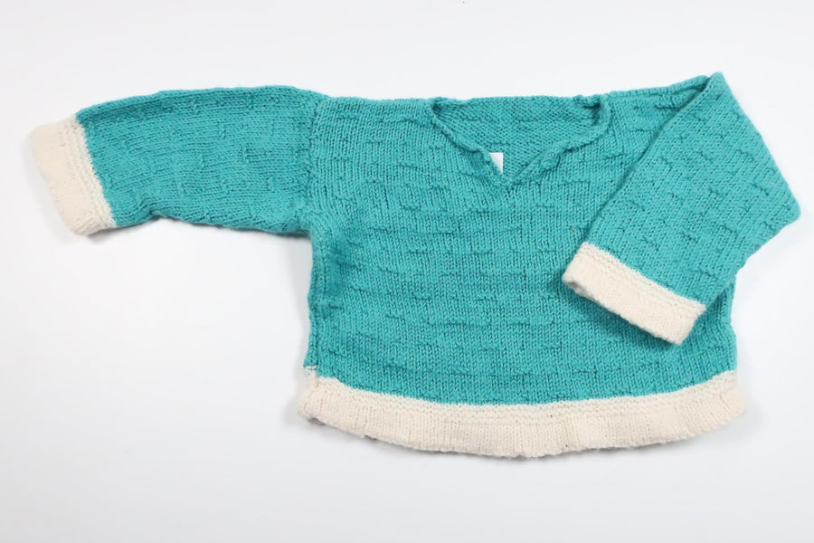 Håndstrikket sweater fra Ukendt - Størrelse 68/74 - Blå