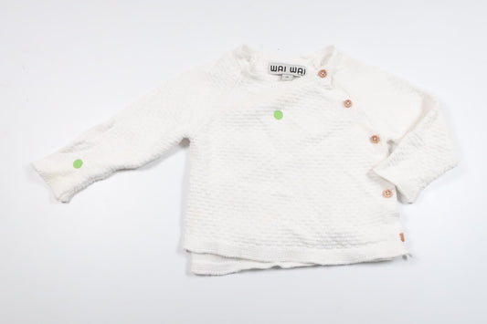 Strikket sweater fra Wai Wai - Størrelse 74 - Hvid