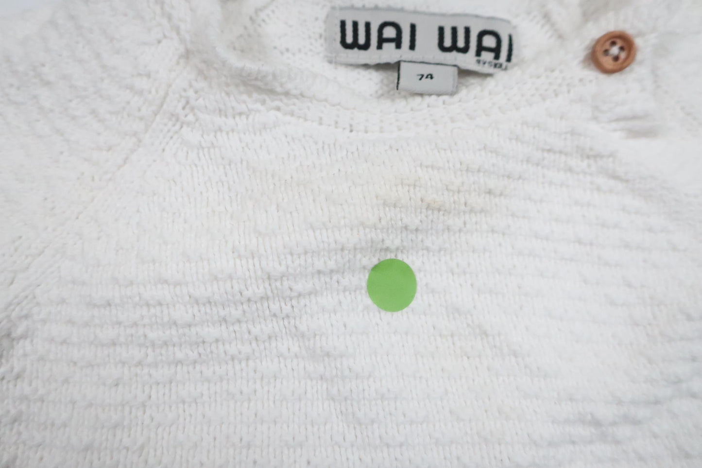 Strikket sweater fra Wai Wai - Størrelse 74 - Hvid