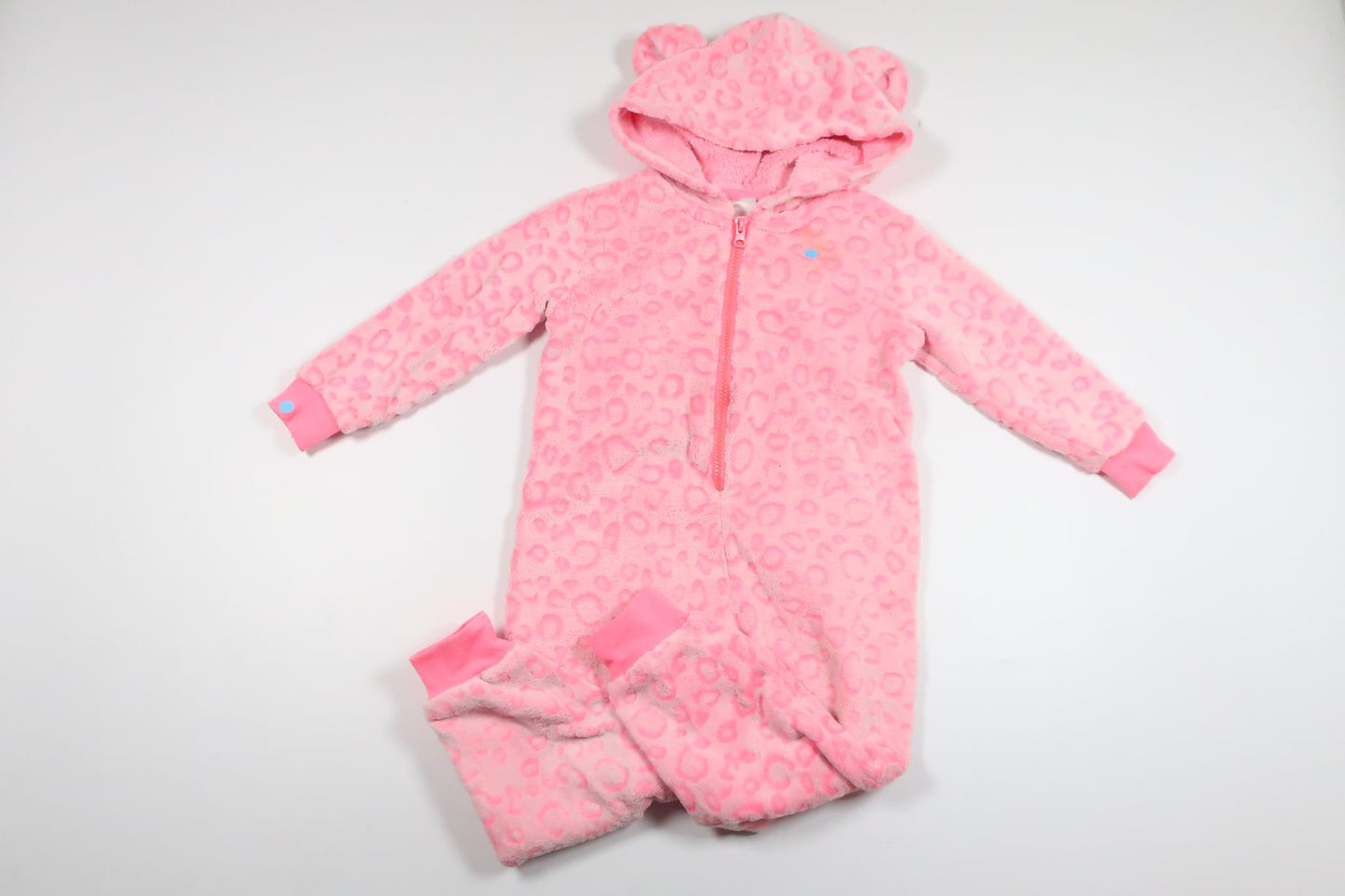 Leopardprintet fleece jumpsuit fra My Wear Young - Størrelse 86/92 - Pink