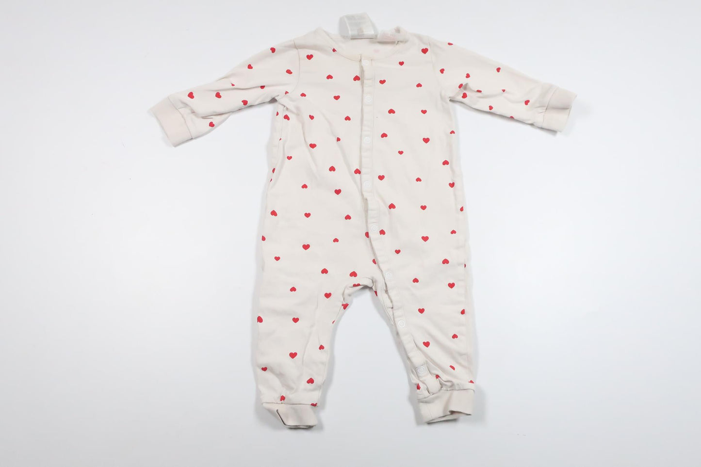 Pyjamas med hjerter fra H&M - Størrelse 68/74 - Hvid