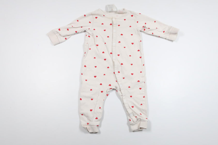 Pyjamas med hjerter fra H&M - Størrelse 68/74 - Hvid