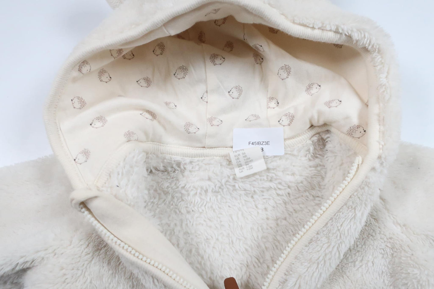 Fleece-hættetrøje fra H&M - Størrelse 56 - Hvid