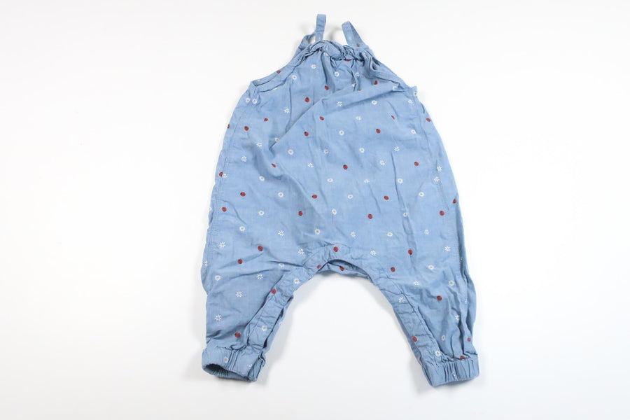 Blomsterjumpsuit fra H&M - Størrelse 74 - Blå