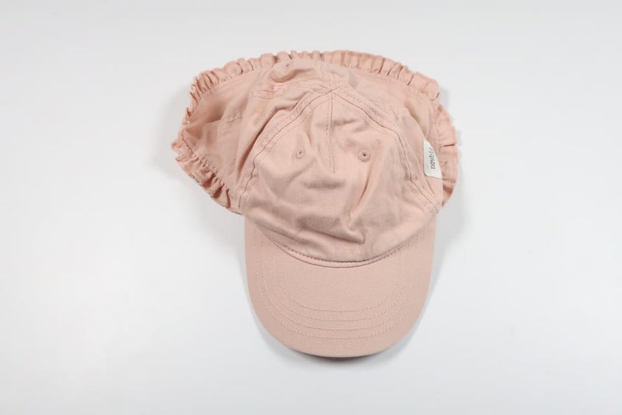 Blomsterhue med rygbeskyttelse fra Newbie - Størrelse 48/50 - Lyserød