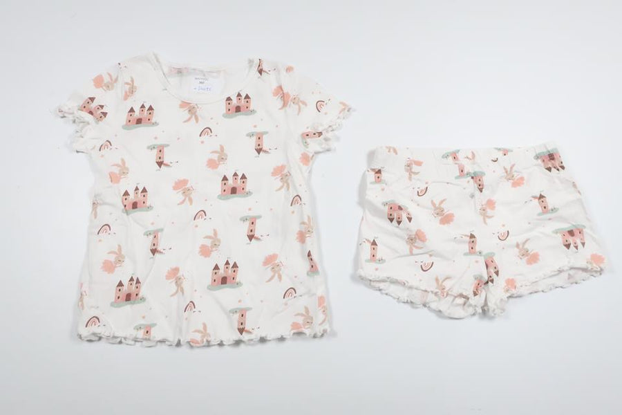 Todelt pyjamas fra Unknown - Størrelse 98/104 - Hvid
