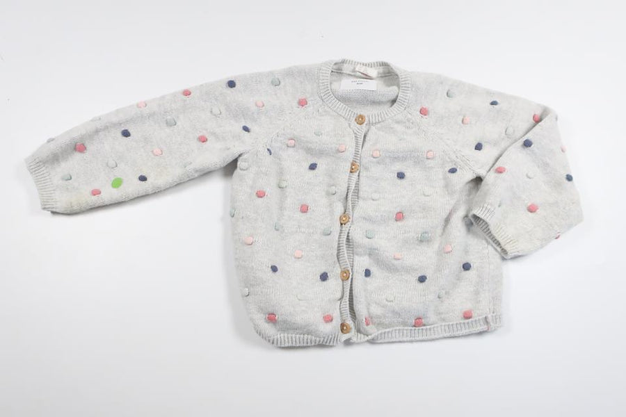 Strikket cardigan med prikker fra H&M - Størrelse 80 - Grå