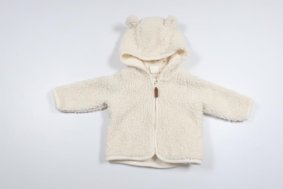 Hættejakke i pile fra H&M - Størrelse 56 - Off-white