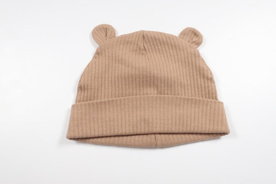 Ribbet hue med ører fra Unknown - Størrelse 62 - Beige