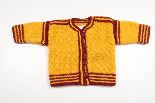 Håndstrikket cardigan fra Ukendt - Størrelse 56/62 - Gul