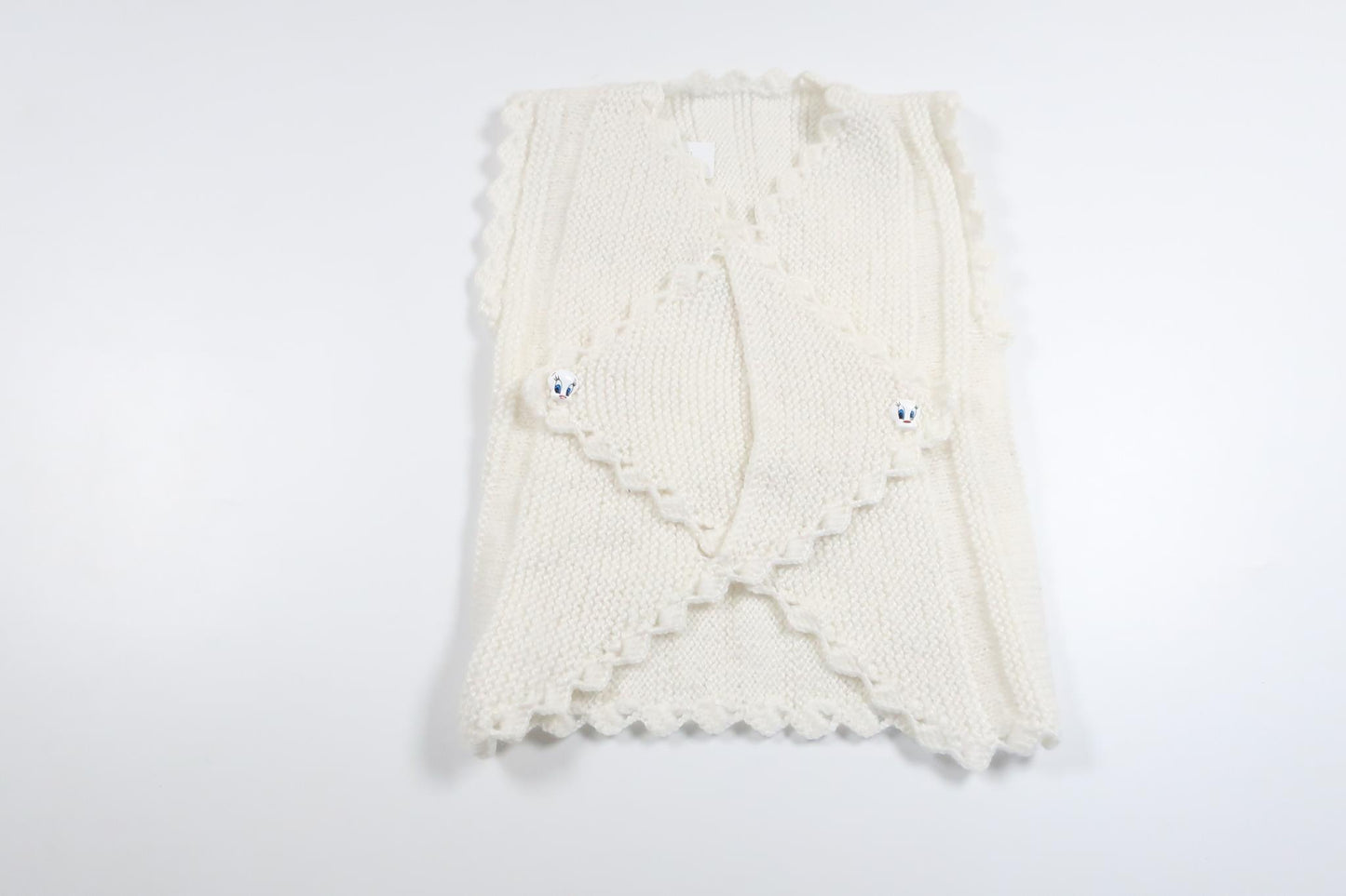 Håndstrikket sweater fra Ukendt - Størrelse 92/98 - Hvid