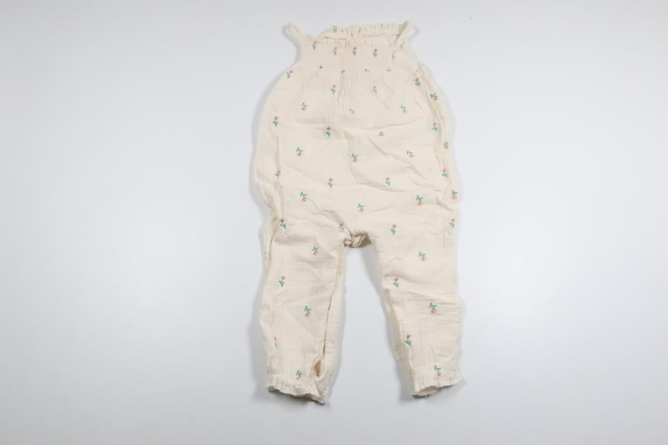 Blomsterjumpsuit fra George - Størrelse 80/86 - Off-white