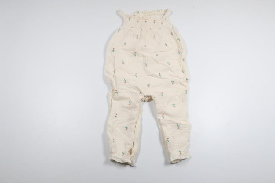 Blomsterjumpsuit fra George - Størrelse 80/86 - Off-white