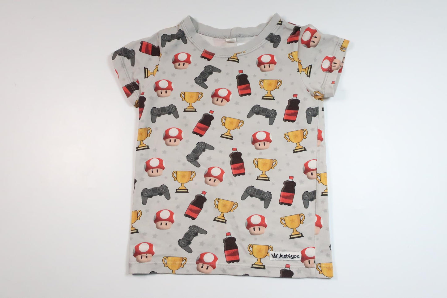 T-shirt med Super Mario-motiv fra Just 4 You - Størrelse 122 - Grå