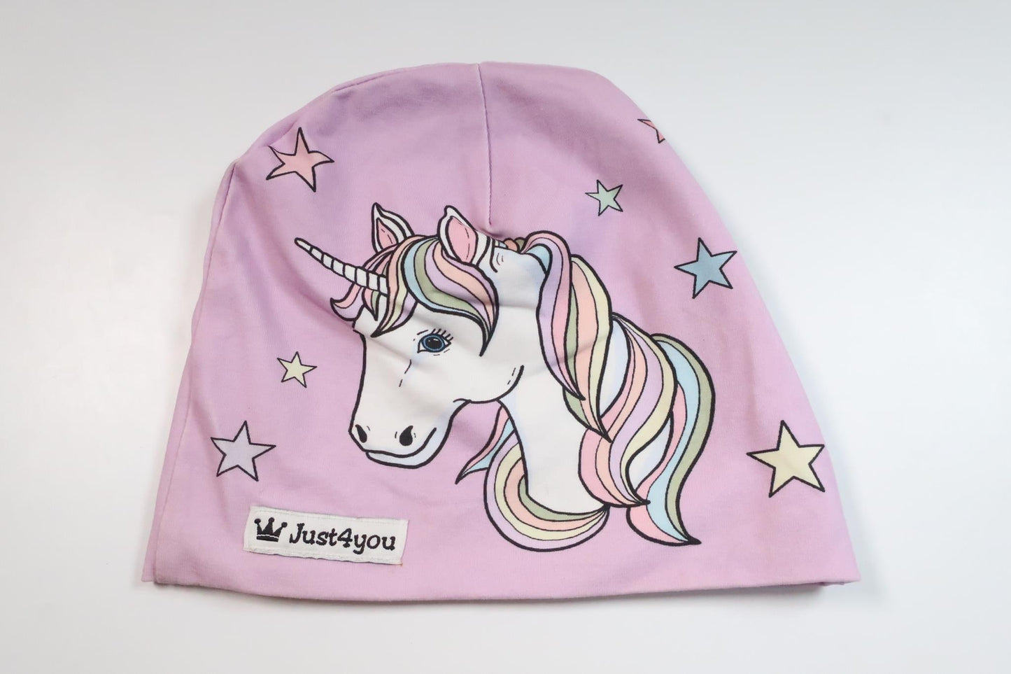 Vendbar hue med enhjørning og regnbue fra Just 4 You - Størrelse 98/104 - Lilla