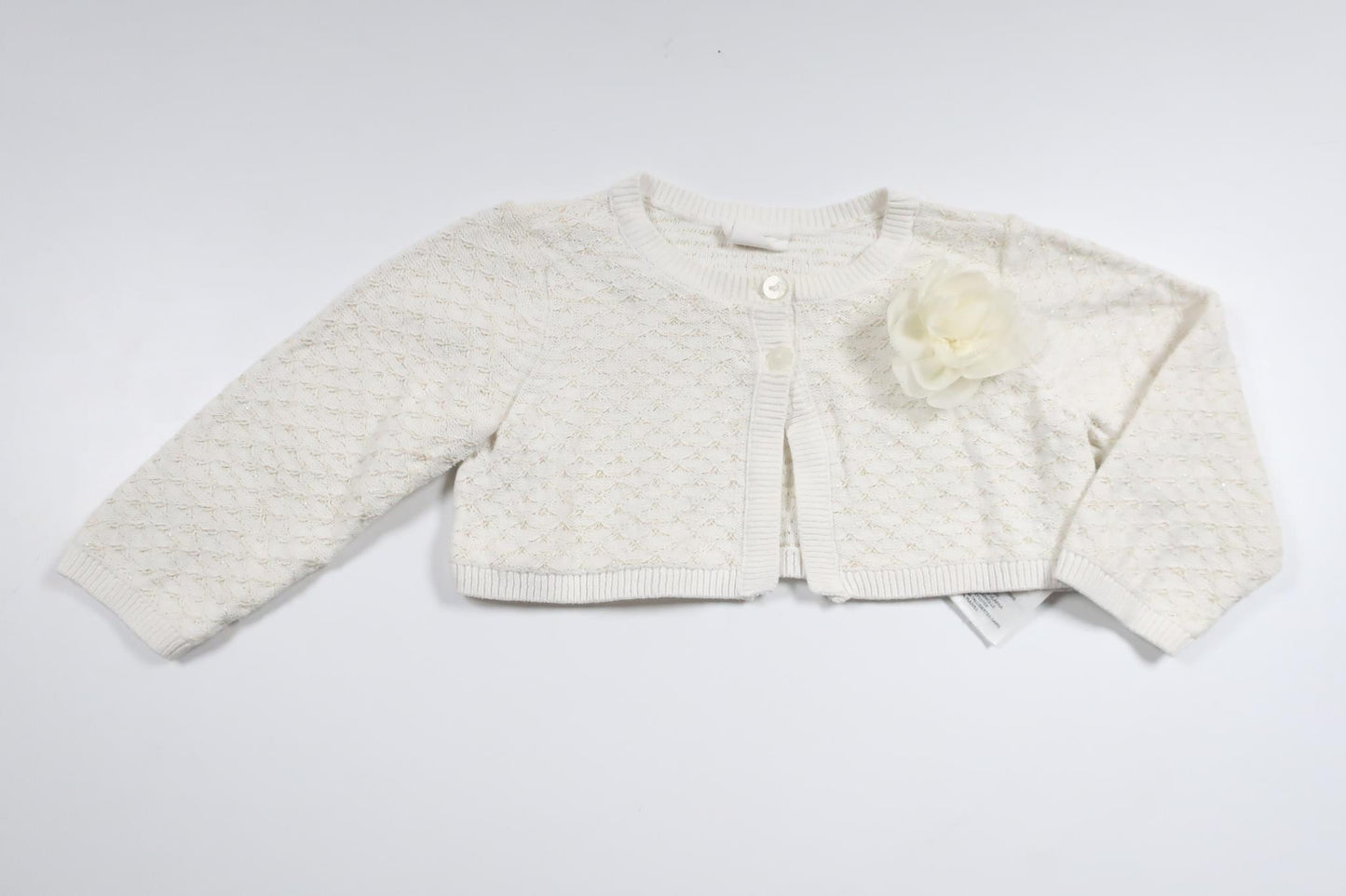 Glitrende cardigan fra H&M - Størrelse 68 - Off-white