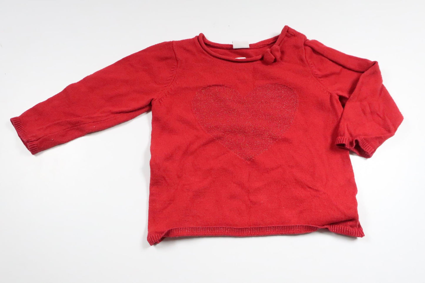 Strikket sweater med hjerte fra H&M - Størrelse 74 - Rød
