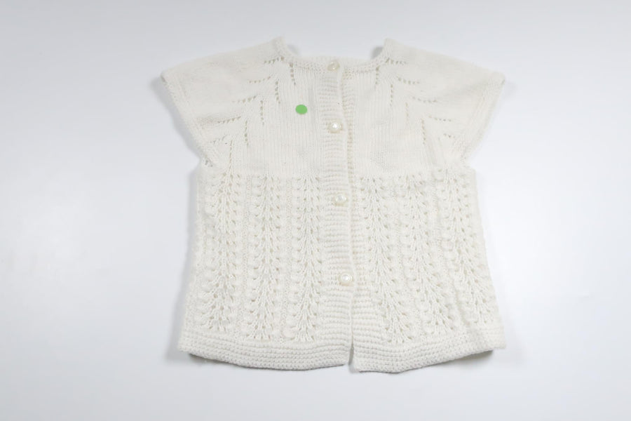 Hjemmestrikket sweater fra Ukendt - Størrelse 80/86 - Hvid