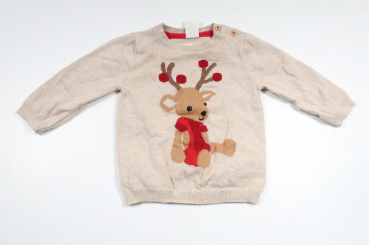 Strikket sweater med julemotiv fra H&M - Størrelse 68 - Beige
