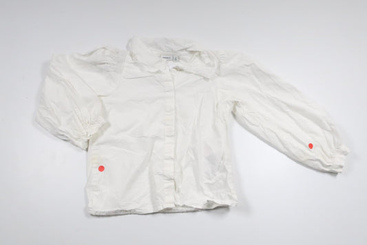 Bluse med krave fra Name It - Størrelse 104 - Hvid